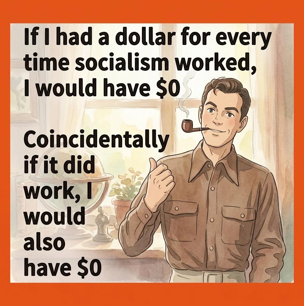 A Dollar for Every Time Socialism Worked (Watercolor)