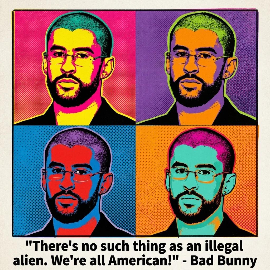 Bad Bunny: There's No Such Thing as an Illegal Alien (Pop Art)