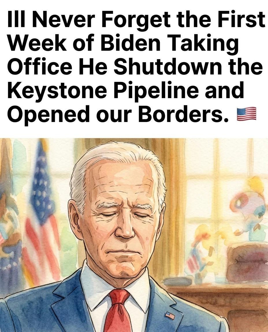 Biden's First Week: Keystone Closed, Border Opened (Watercolor)