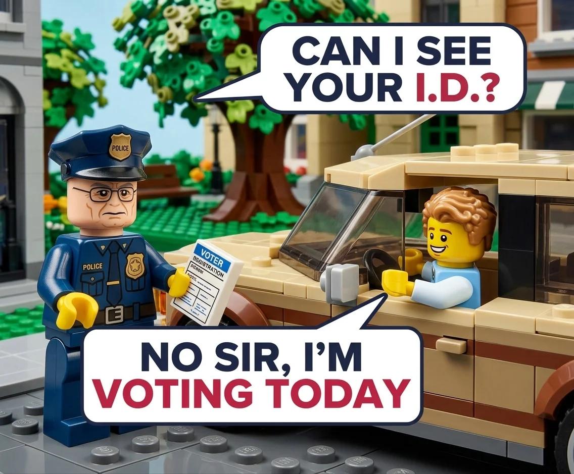 Can I See Your ID? No Sir, I'm Voting Today (Brick Build)