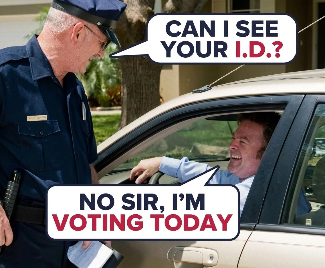 Can I See Your ID? No Sir, I'm Voting Today (Photoreal)