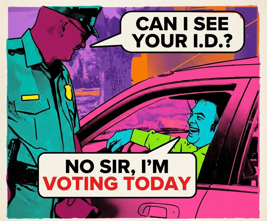 Can I See Your ID? No Sir, I'm Voting Today (Pop Art)