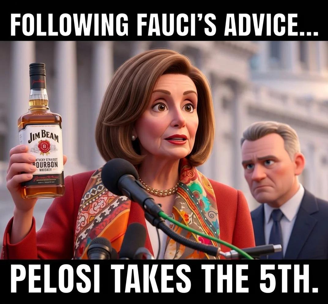Following Fauci's Advice, Pelosi Takes the Fifth (3D Toon)