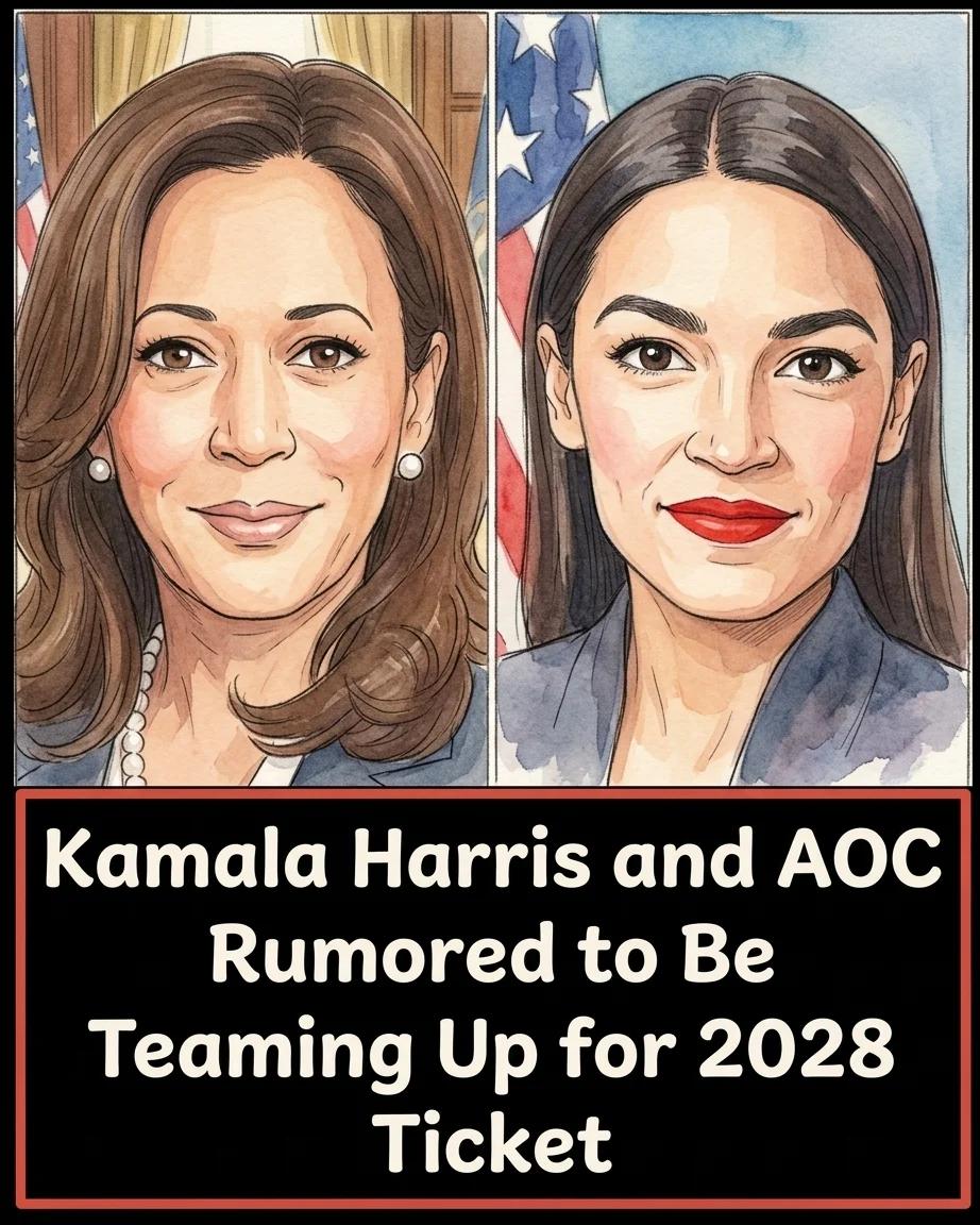 Kamala Harris and AOC Rumored for a 2028 Ticket (Watercolor)