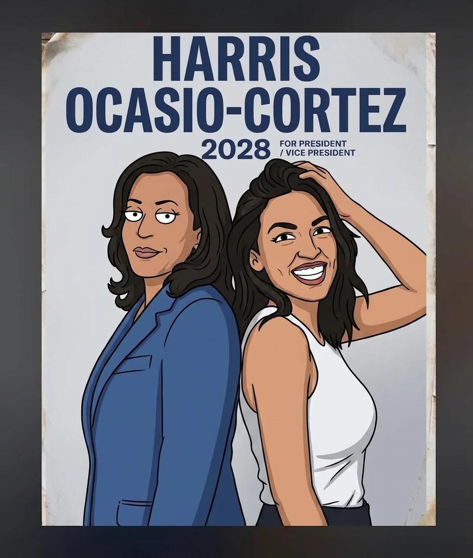 Harris / Ocasio-Cortez 2028 (Sitcom Toon)