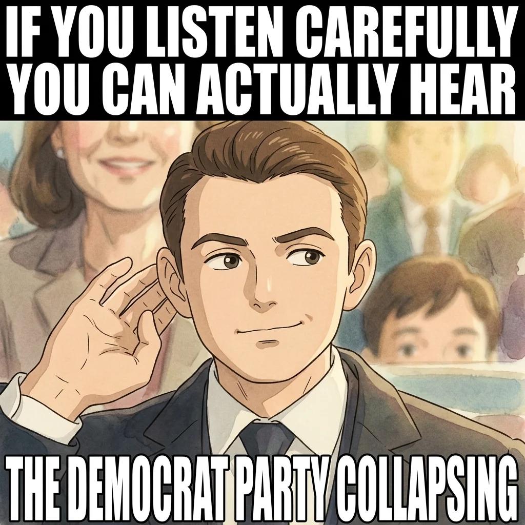 Listen Carefully and You Can Hear the Democrat Party Collapsing (Watercolor)