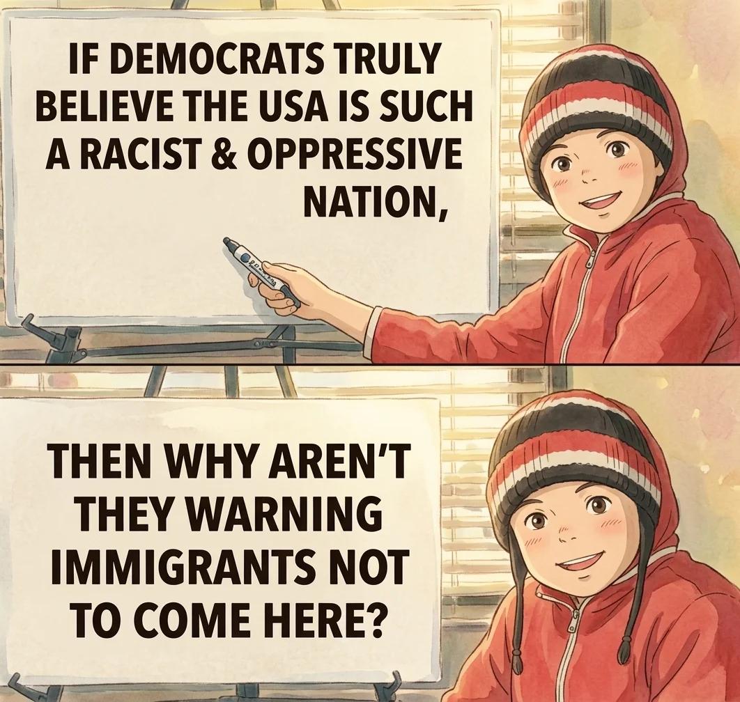 If the USA Is So Oppressive, Why Not Warn Immigrants Away? (Watercolor)