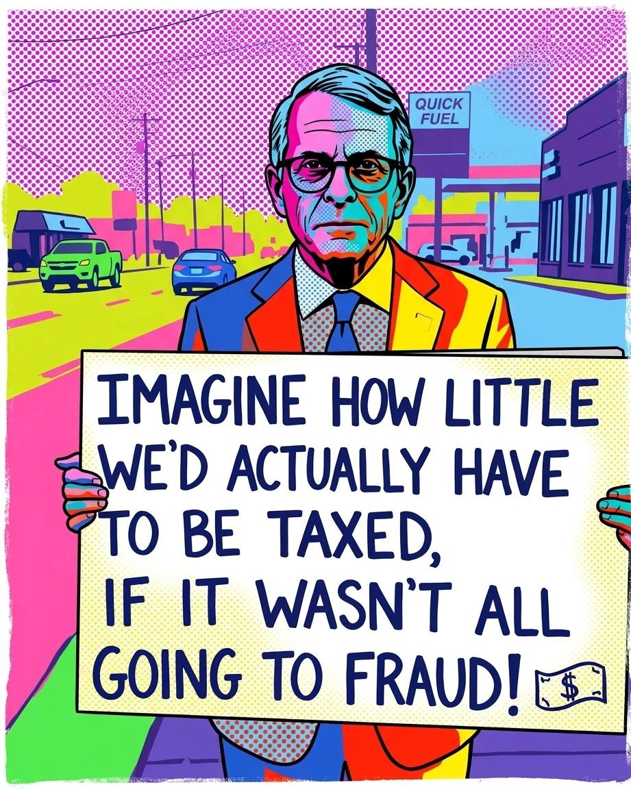 Imagine How Little We'd Be Taxed If It Weren't All Going to Fraud (Pop Art)