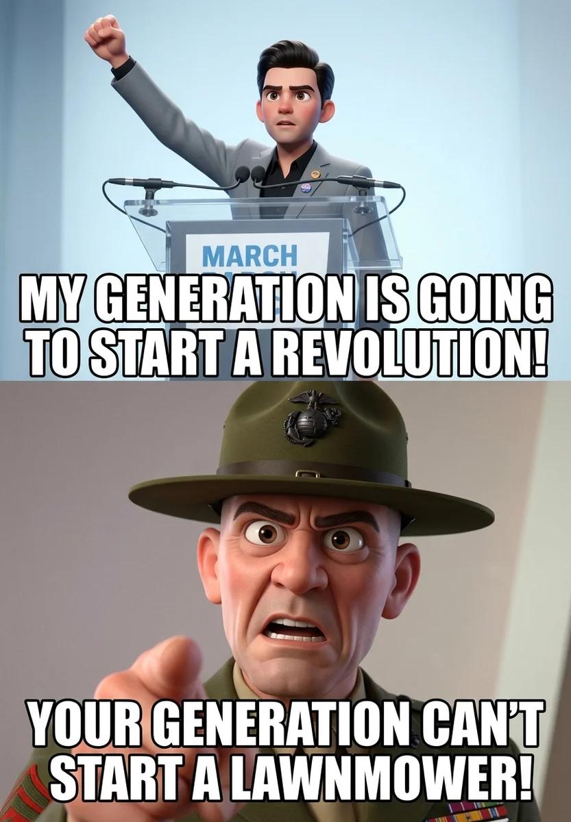 Your Generation Can't Start a Lawnmower (3D Toon)