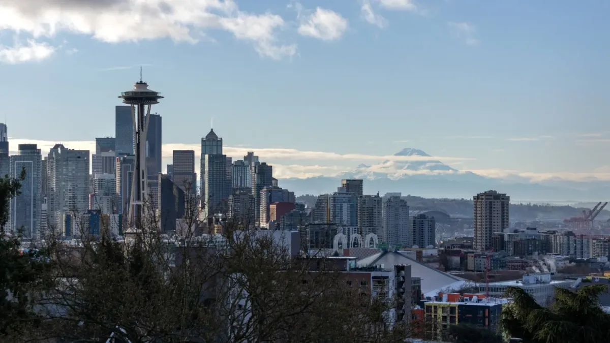 Downtown Seattle, where the April attack on the 77-year-old took place.