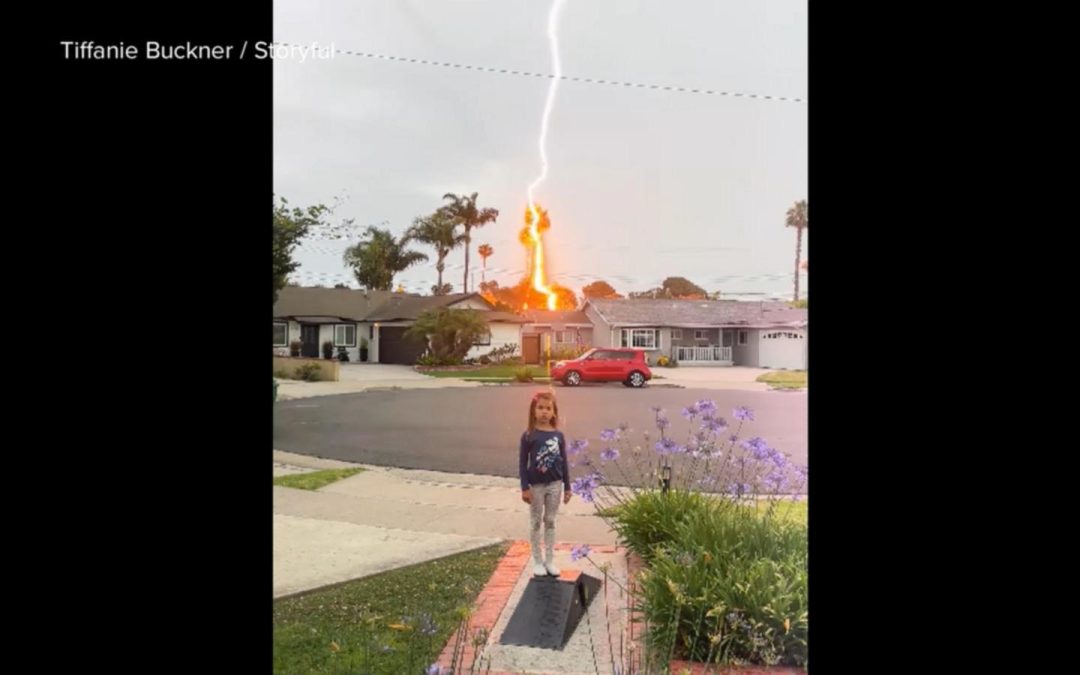 WATCH: Lightning strikes tree behind 6-year-old California girl during storm