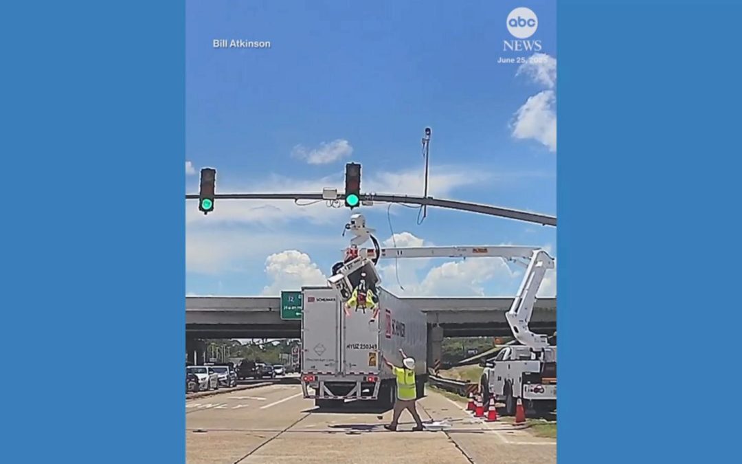 WATCH: 18-wheeler slams into electrical worker in Louisiana