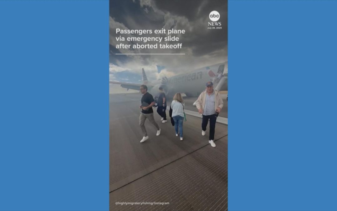 WATCH:  Passengers exit plane via emergency slide after aborted takeoff