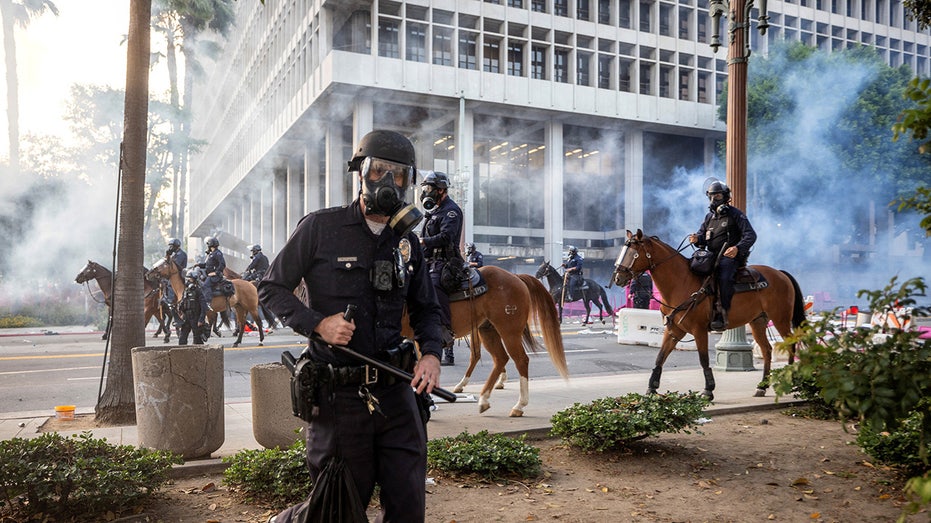 LA officials charge over 40 anti-ICE protesters who allegedly assaulted officers, horses and threatened child