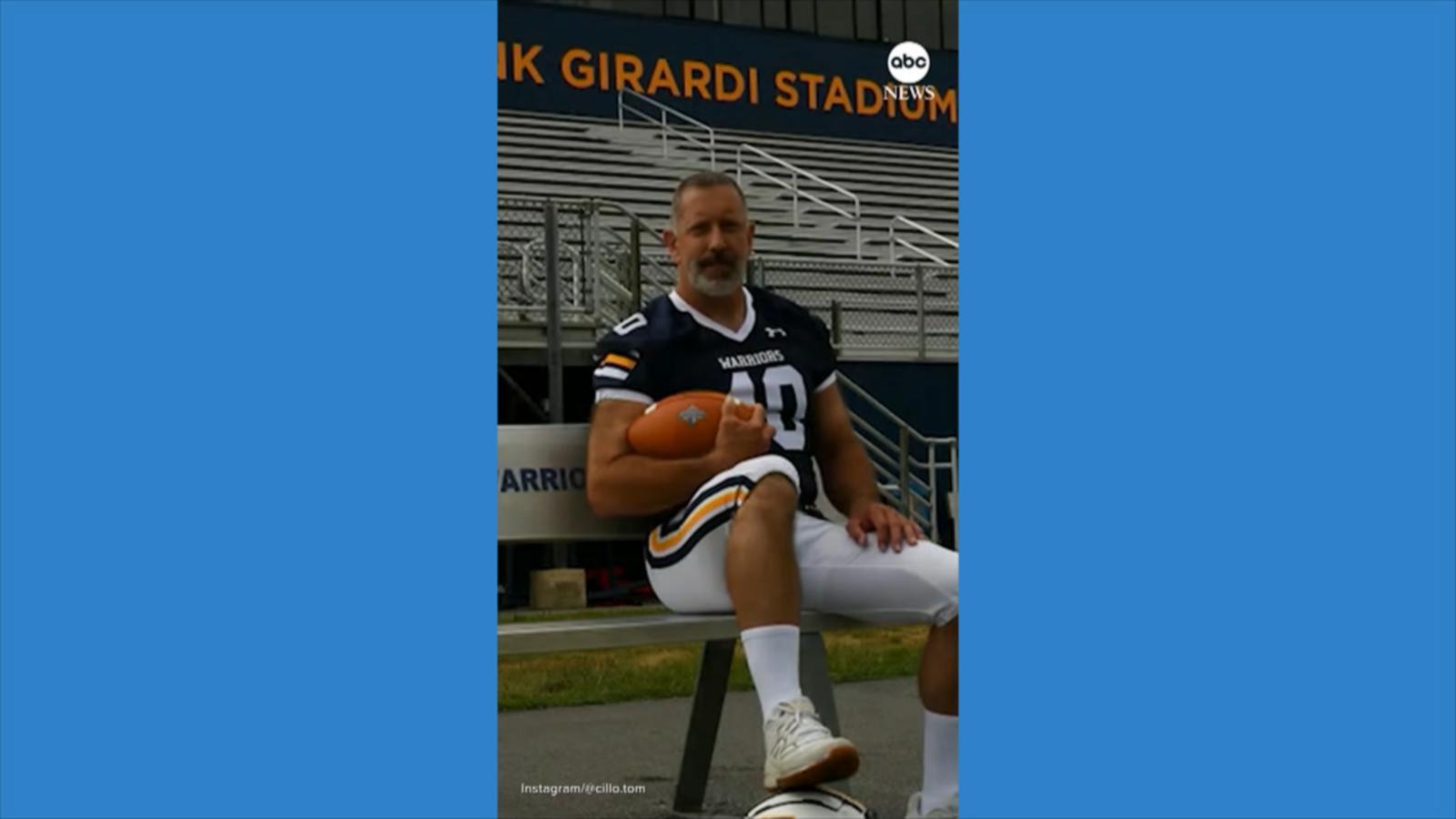 WATCH: College freshman lives out his dream of playing football at age 58