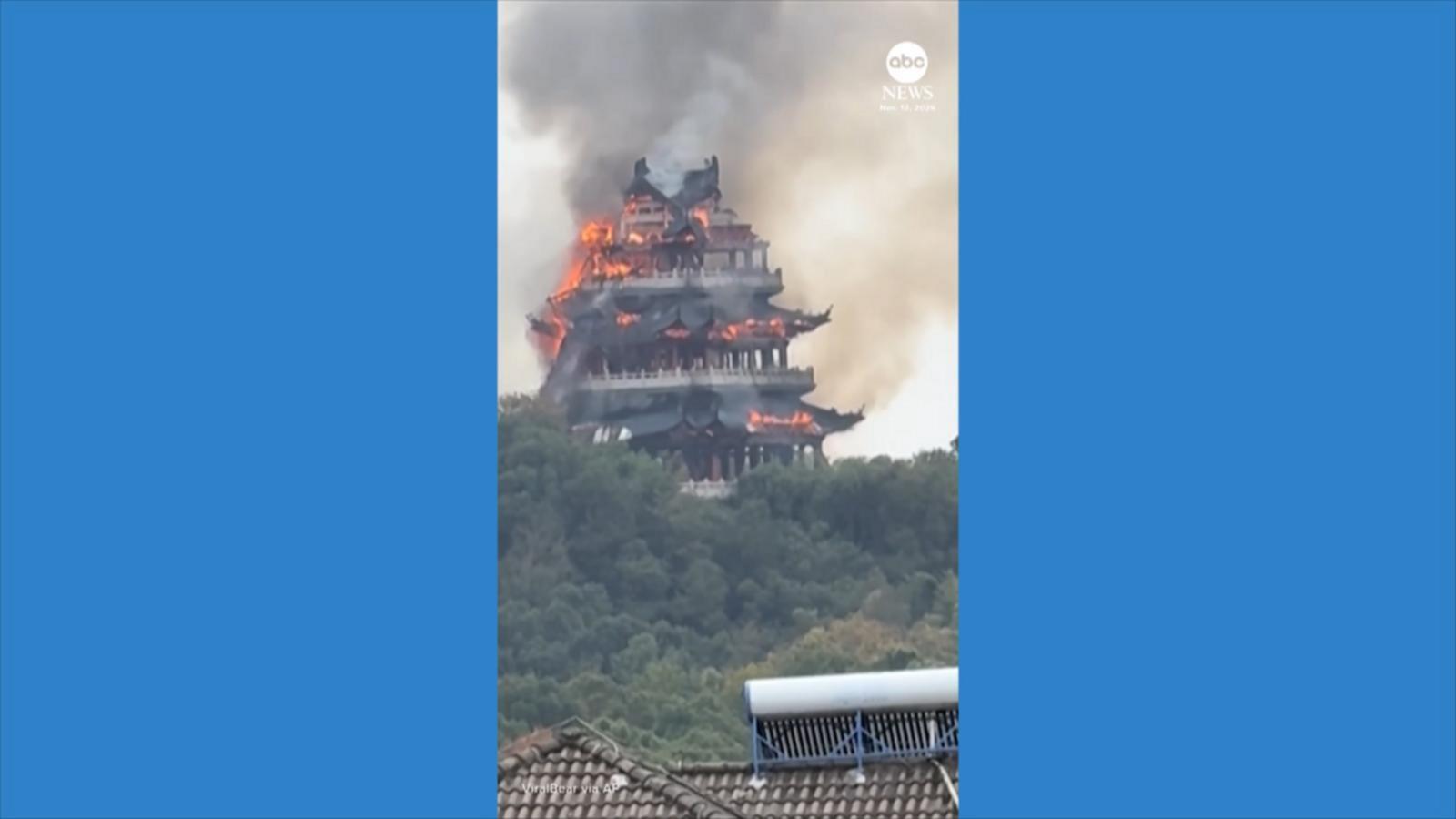 WATCH: Tourist blamed for massive fire at historic Chinese temple site