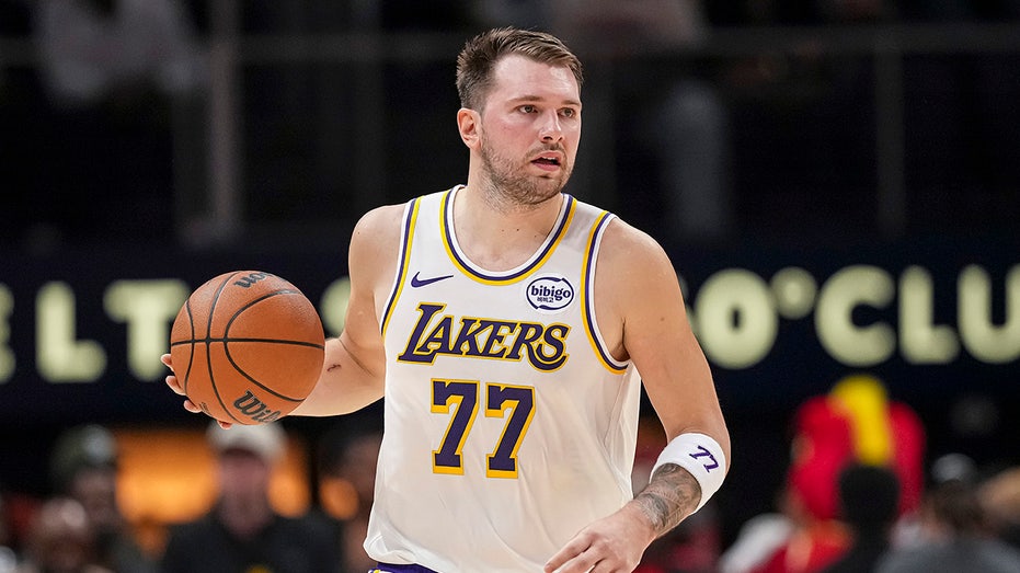 Lakers’ Luka Doncic reacts to Mavericks firing of general manager Nico Harrison