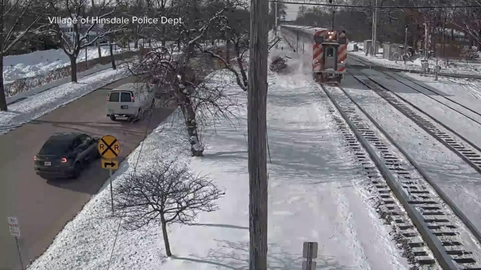 WATCH: Commuter train slams into SUV in suburban Chicago