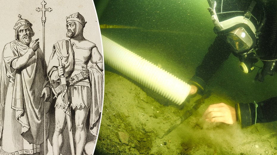 Ancient weapons linked to legendary medieval rulers found in lake near royal stronghold