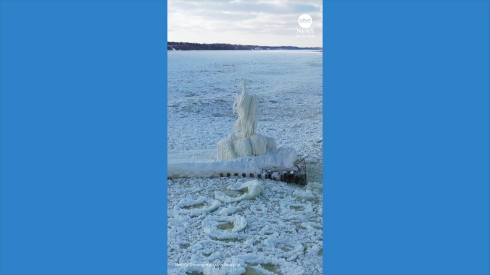 WATCH: Pancake ice blankets Lake Michigan